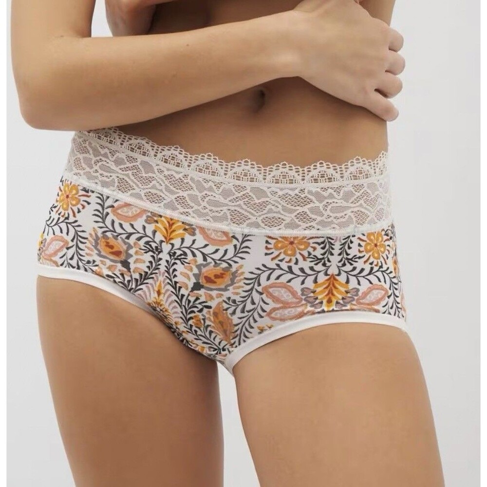 Soma Embraceable Lace Brief Print Paisley Yellow Size X-Large Panties